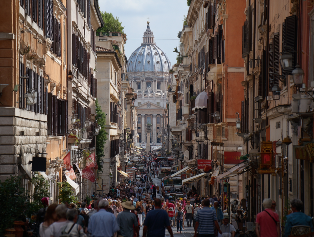 Rome crowd during peak tourist season